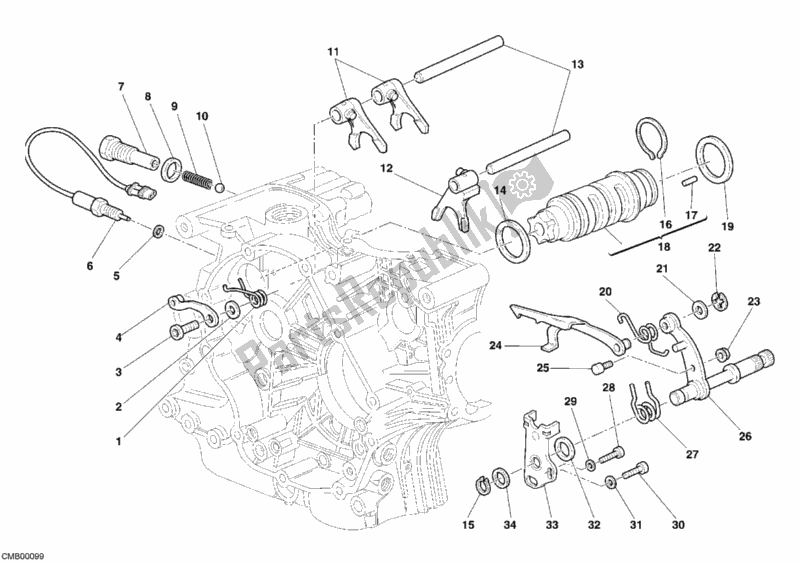 All parts for the Shift Cam - Fork of the Ducati Monster S2R 800 2006